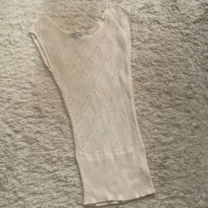 Y2K bebe white metallic off the shoulder tunic sweater